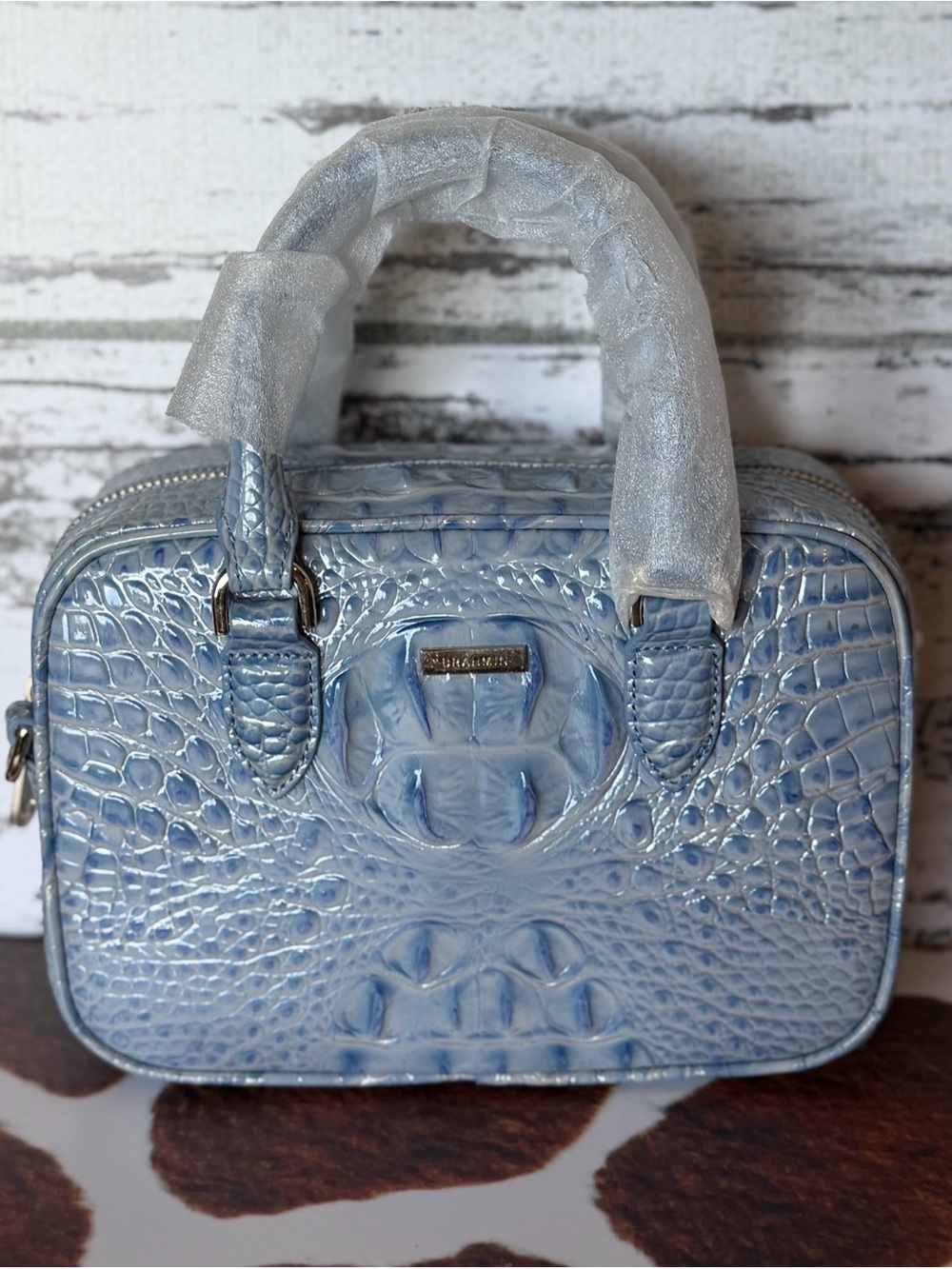 Brahmin Mara Heavenly Blue Melbourne NWT  Pretty Eye Placement wrapped Handles